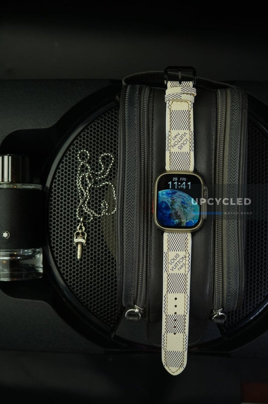 Upcycled LV Louis Vuitton Damier Azur Apple Watch Band - upcycledwatchband