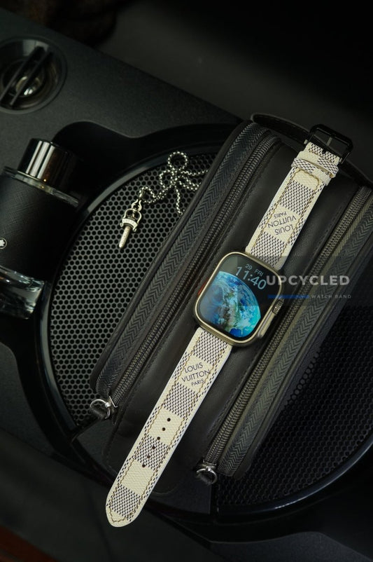 Upcycled LV Louis Vuitton Damier Azur Apple Watch Band - upcycledwatchband