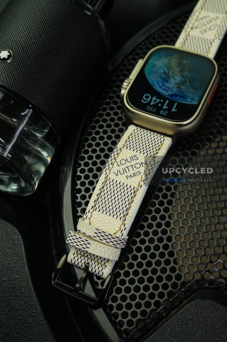 Upcycled LV Louis Vuitton Damier Azur Apple Watch Band - upcycledwatchband